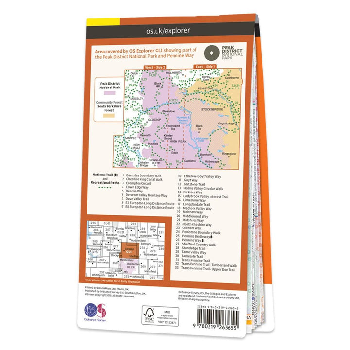 Waterproof OS Map OL1 - The Peak District: Dark Peak Area - Towsure