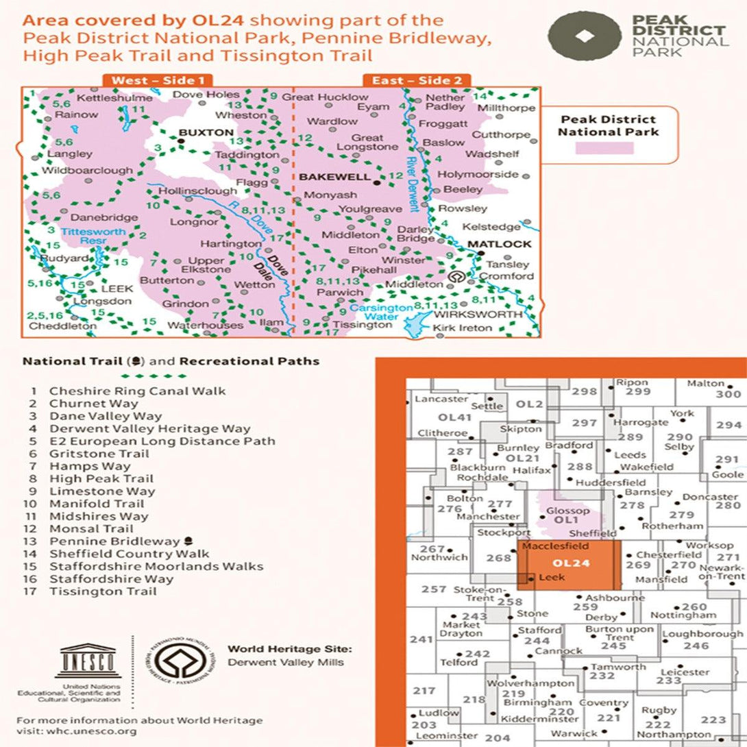 Waterproof OS Map OL24 - The Peak District: White Peak Area - Towsure