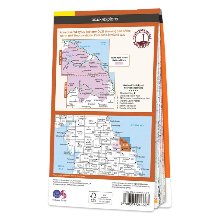Waterproof OS Map OL27 - North York Moors: Eastern Area - Towsure