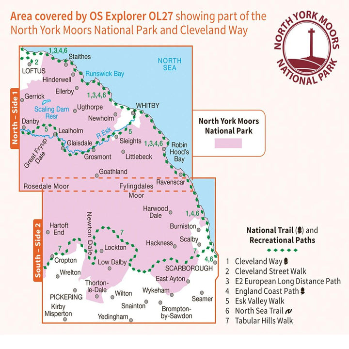 Waterproof OS Map OL27 - North York Moors: Eastern Area - Towsure