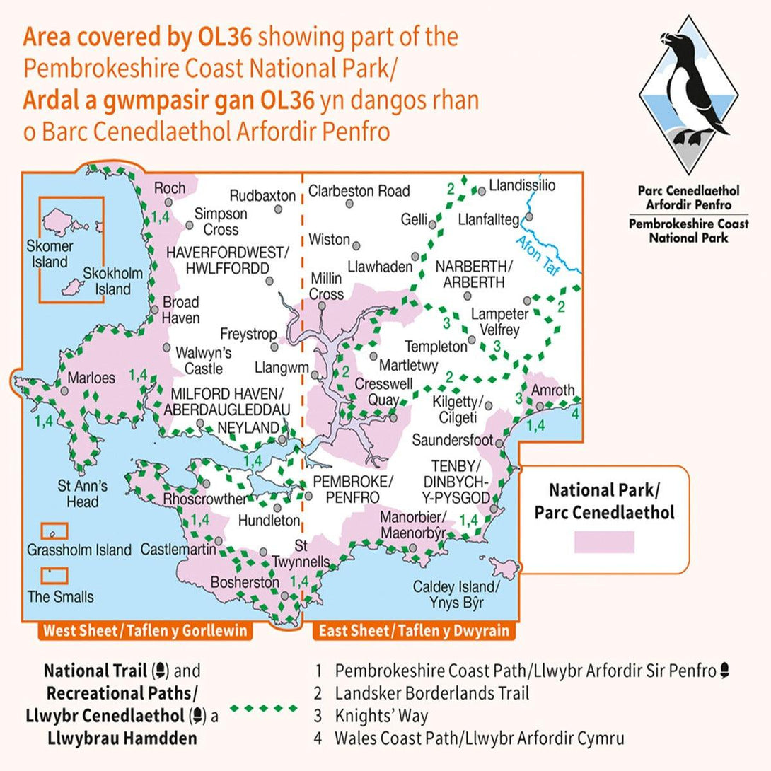 Waterproof OS Map OL36 - South Pembrokeshire - Towsure