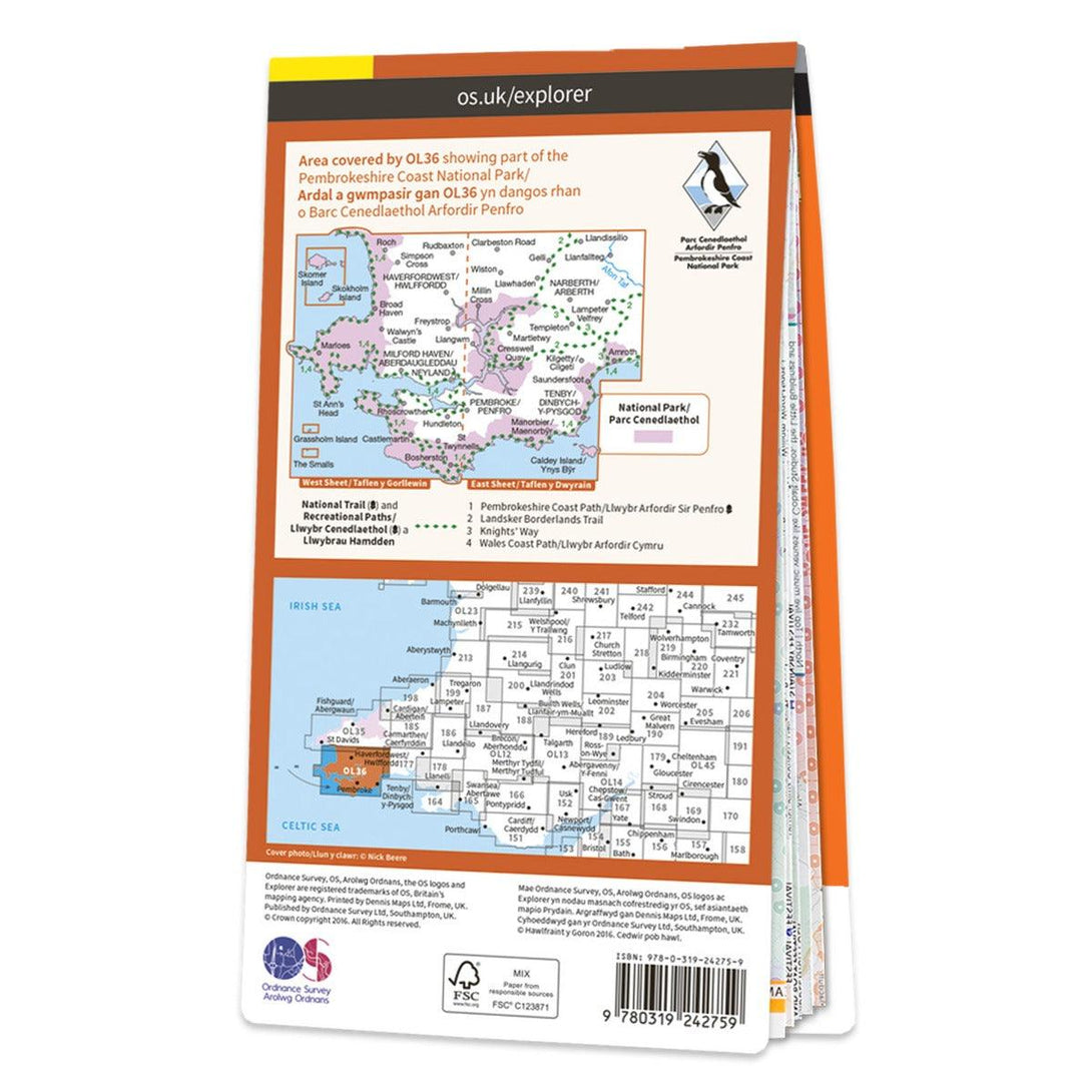 Waterproof OS Map OL36 - South Pembrokeshire - Towsure