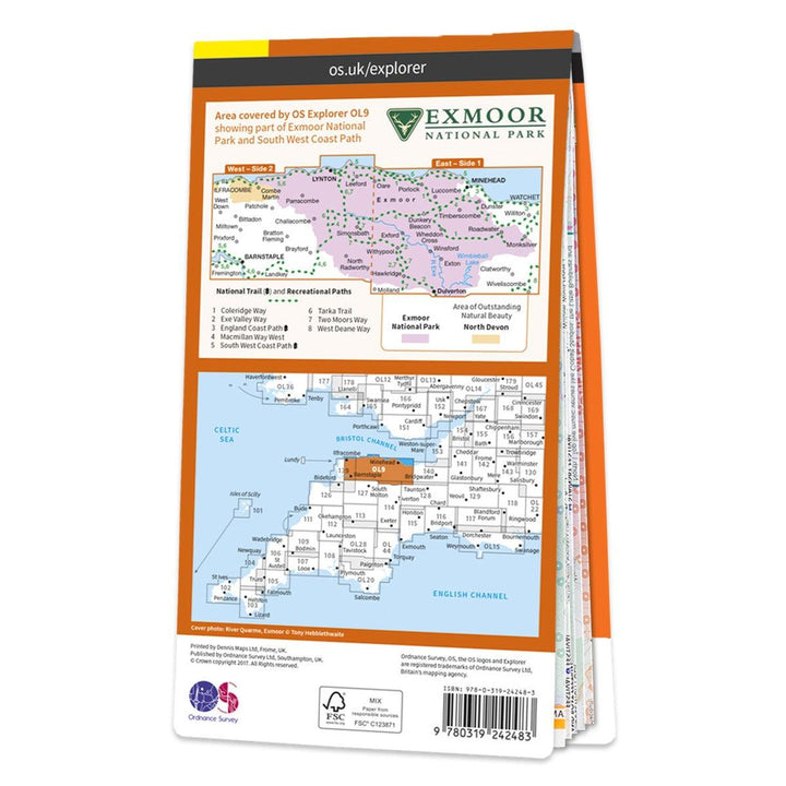 Waterproof OS Map OL9 - Exmoor - Towsure