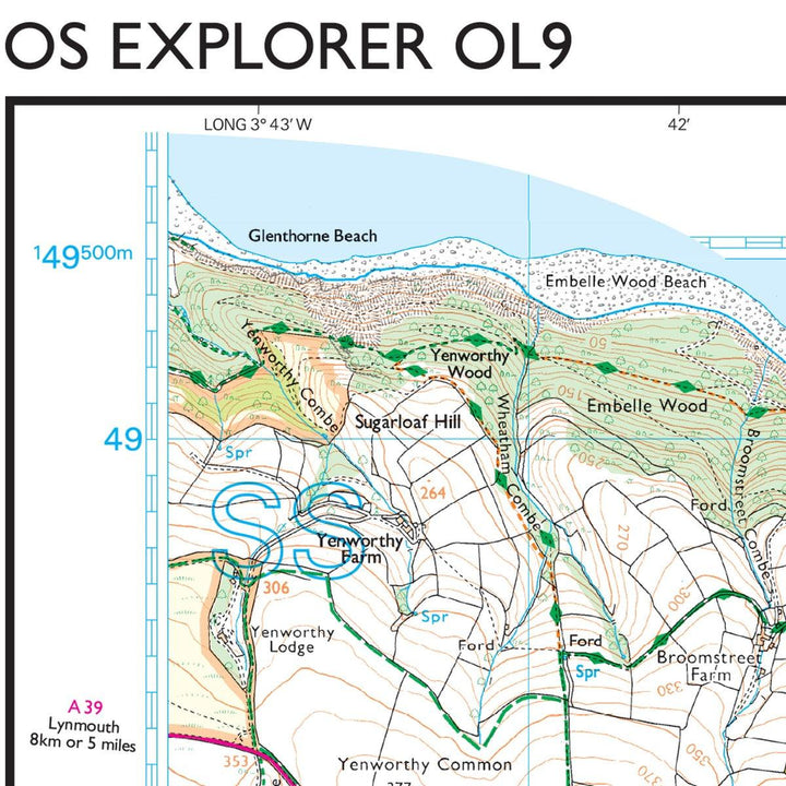 Waterproof OS Map OL9 - Exmoor - Towsure