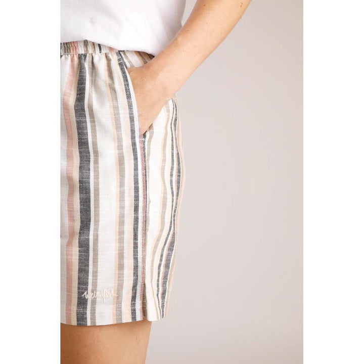 Weird Fish Women's Barletta Organic Stripe Woven Shorts - Ecru - Towsure